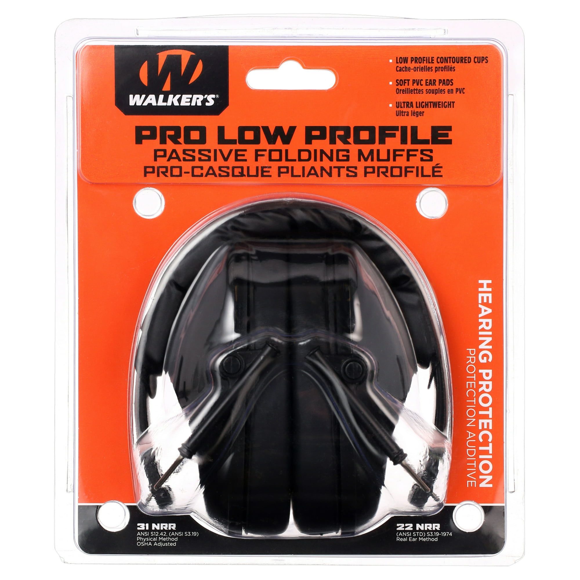 Walker's Low Profile Passive Folding Ear Muffs - Black - Image 2