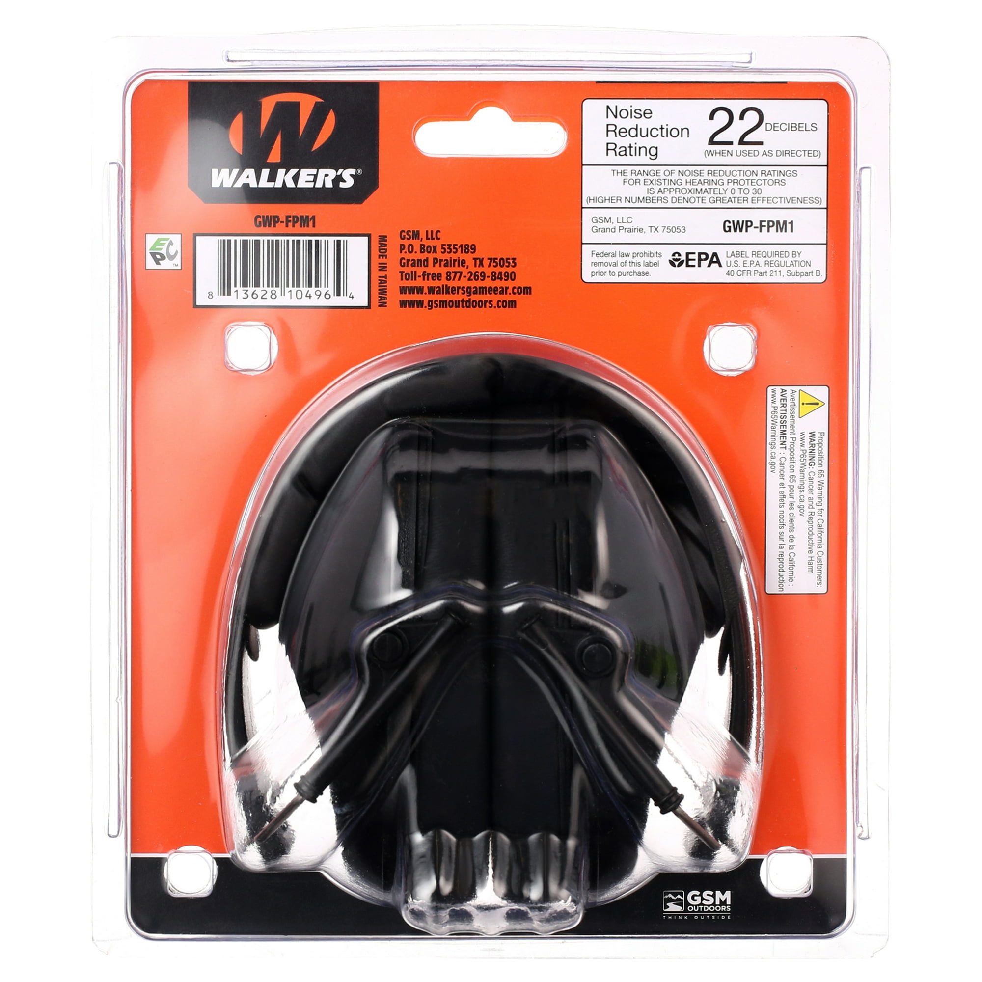 Walker's Low Profile Passive Folding Ear Muffs - Black - Image 3