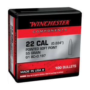 Winchester Bullet Heads - .22 Cal Pointed Soft Point 55 Grain (100 Bullets)